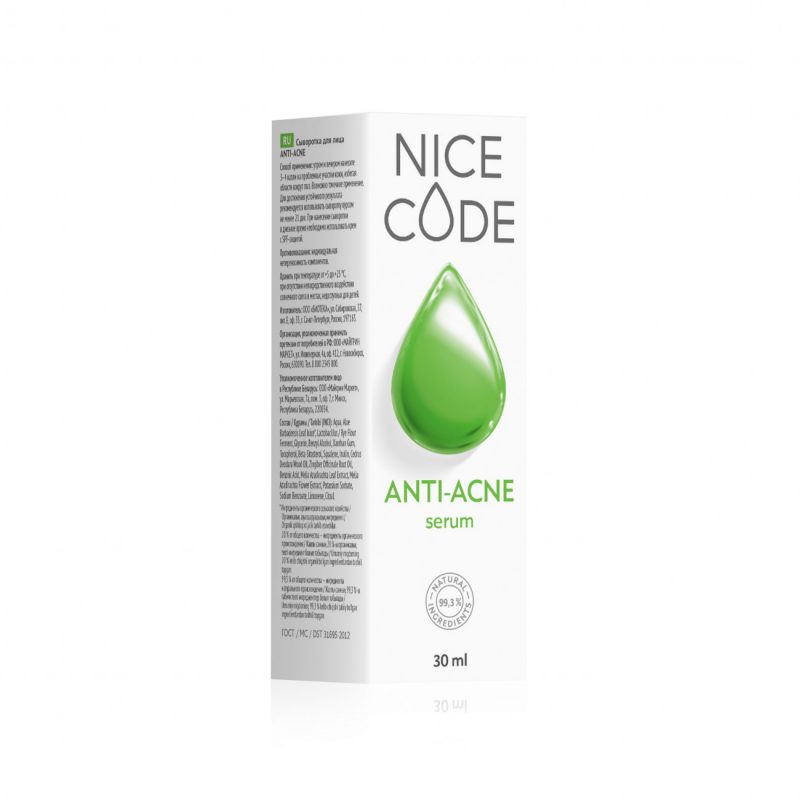 Натуральная сыворотка для лица ANTI-ACNE NICE CODE, 30 мл